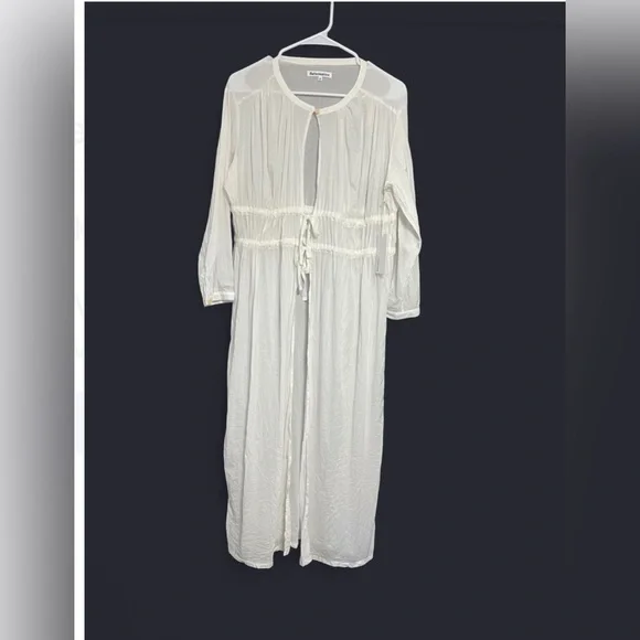 Reformation Ivory Sabella Long Duster Cover Up Dress Sz M - Picture 2 of 9